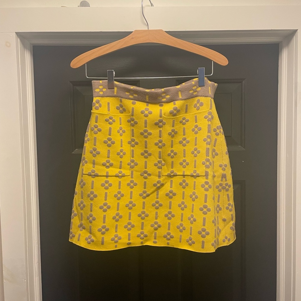 Maeve Geometric Yellow and Gray Mini Skirt